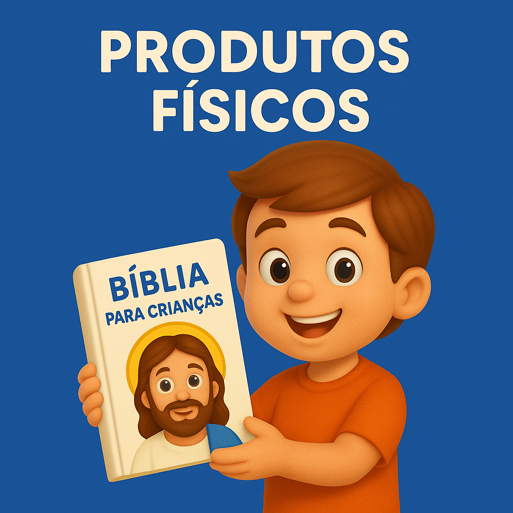 Produtos Físicos Artesanais – Bíblia para Colorir, Devocionais e Álbum de Figurinhas Cristão
